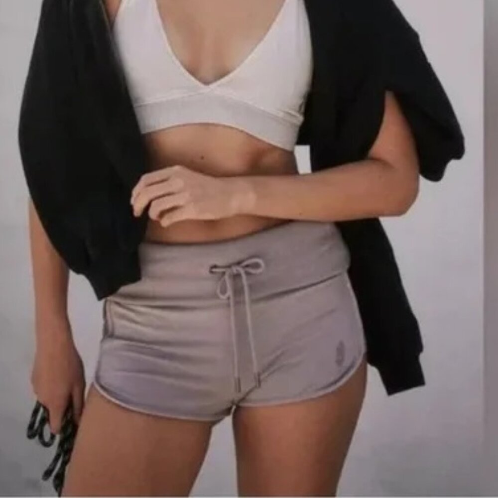 Free People Taupe Athletic Shorts with Drawstring